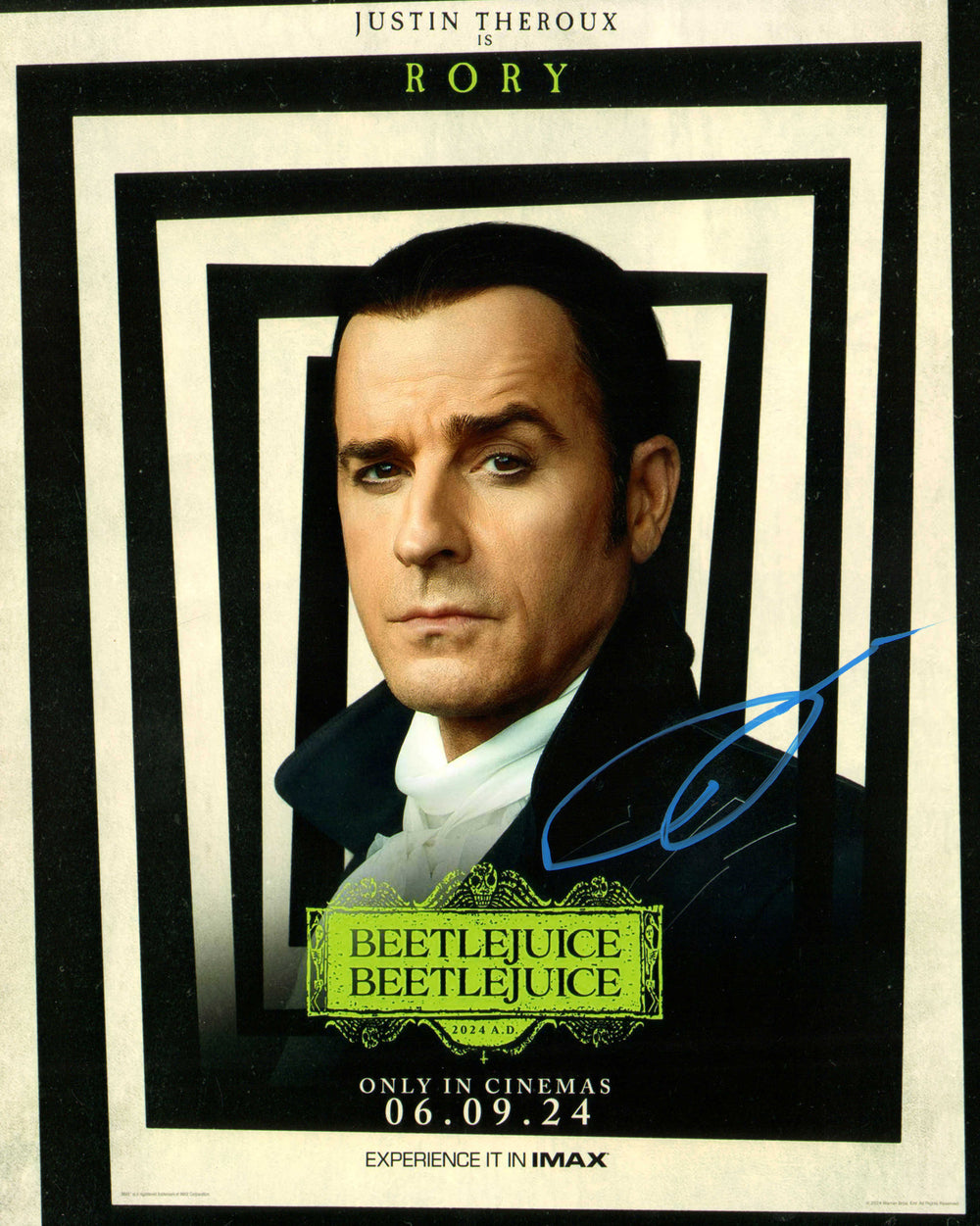 Justin Theroux as Rory in Beetlejuice Beetlejuice Signed 8x10 Mini Poster