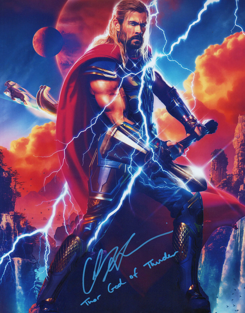 Chris Hemsworth as Thor in Thor: Love and Thunder Signed 11x14 Photo With Full Character Name