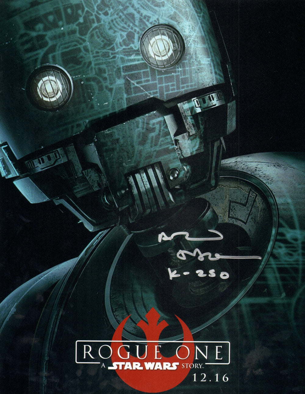 Alan Tudyk as K-2SO in Rogue One: A Star Wars Story Signed 11x14 Photo with Character Name