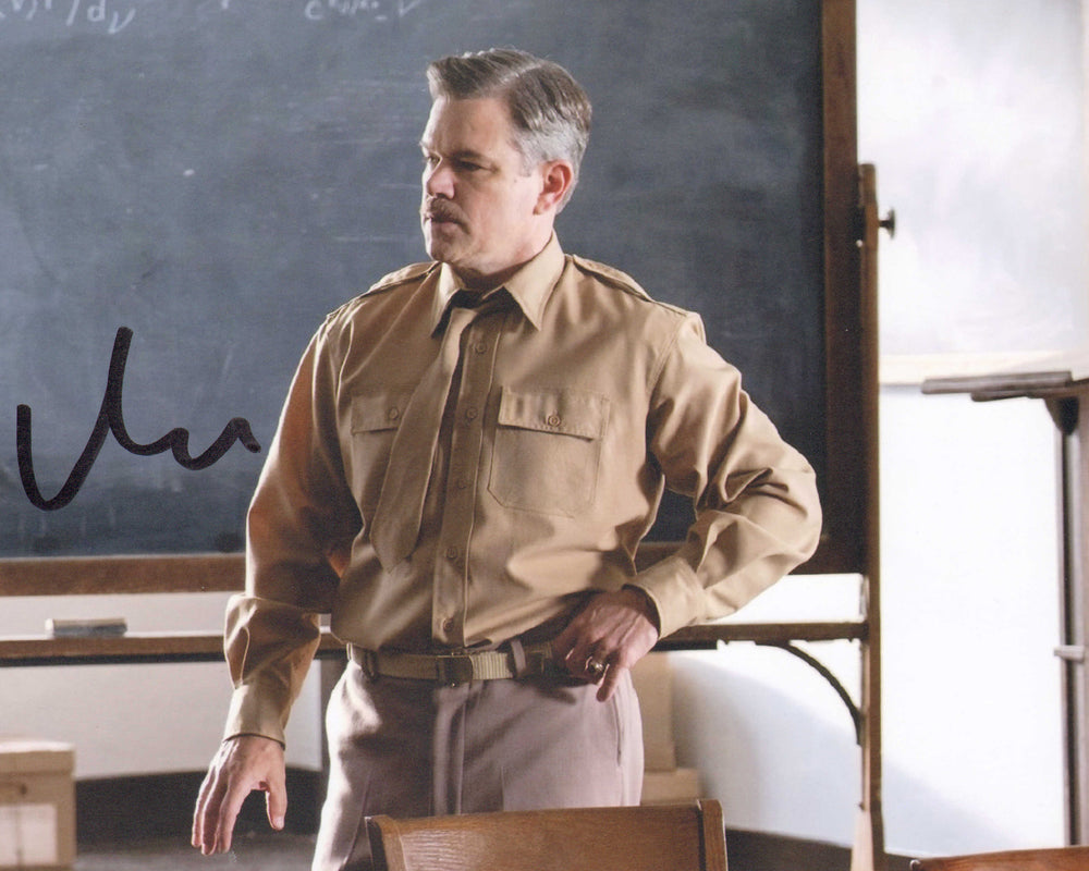 Matt Damon as General Leslie R. Groves Jr. in Oppenheimer Signed 8x10 Photo