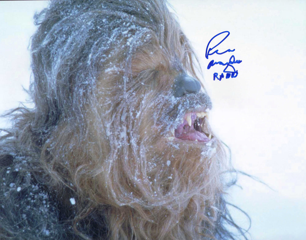 Peter Mayhew as Chewbacca in Star Wars: The Empire Strikes Back Signed 11x14 Photo with Very Rare Quote