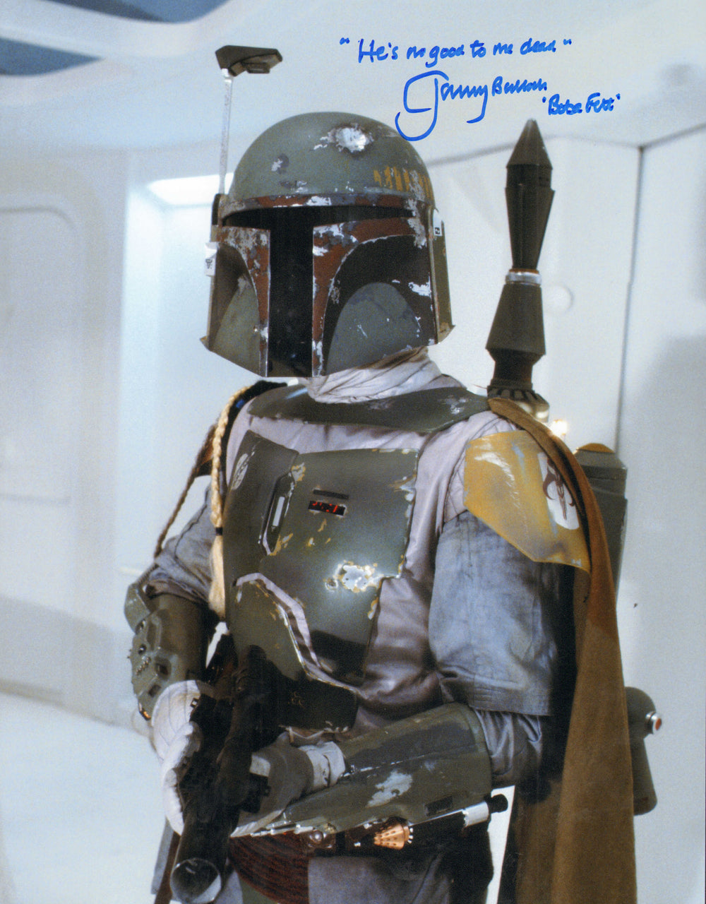 Jeremy Bulloch as Boba Fett in Star Wars: The Empire Strikes Back Signed 11x14 Photo with Character Name & Great Quote