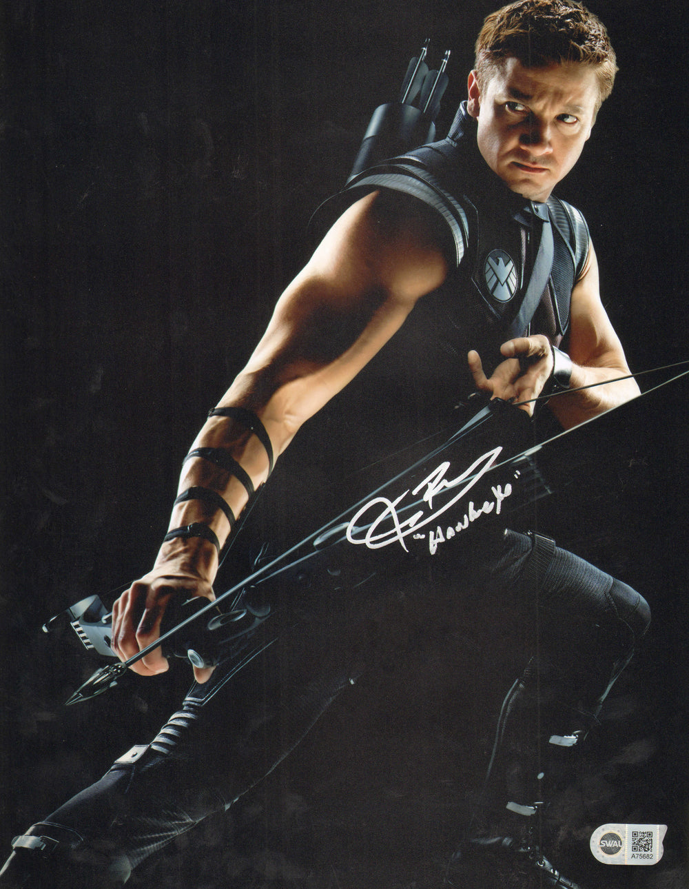 Jeremy Renner as Hawkeye in The Avengers Promotional Photo (SWAU) Signed 11x14 Photo with Character Name