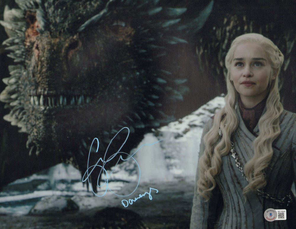 Emilia Clarke as Daenerys Targaryen in Game of Thrones (Beckett) Signed 11x14 Photo with Character Name