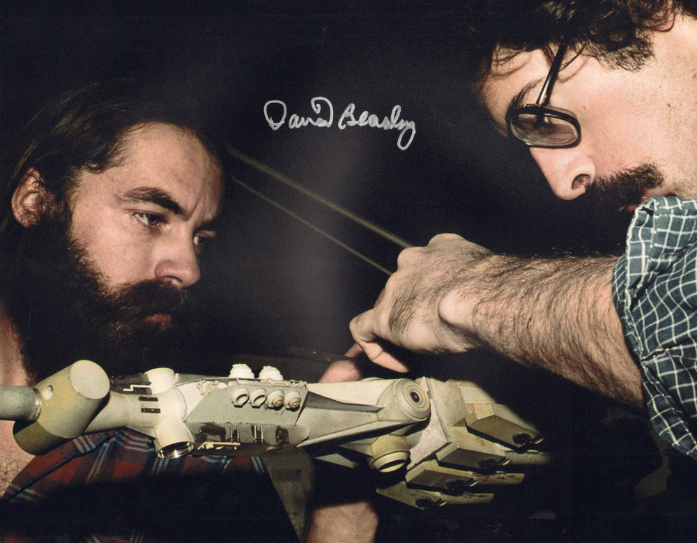 David Beasley with Tantive IV Model Behind the Scenes of Star Wars Signed 11x14 Photo