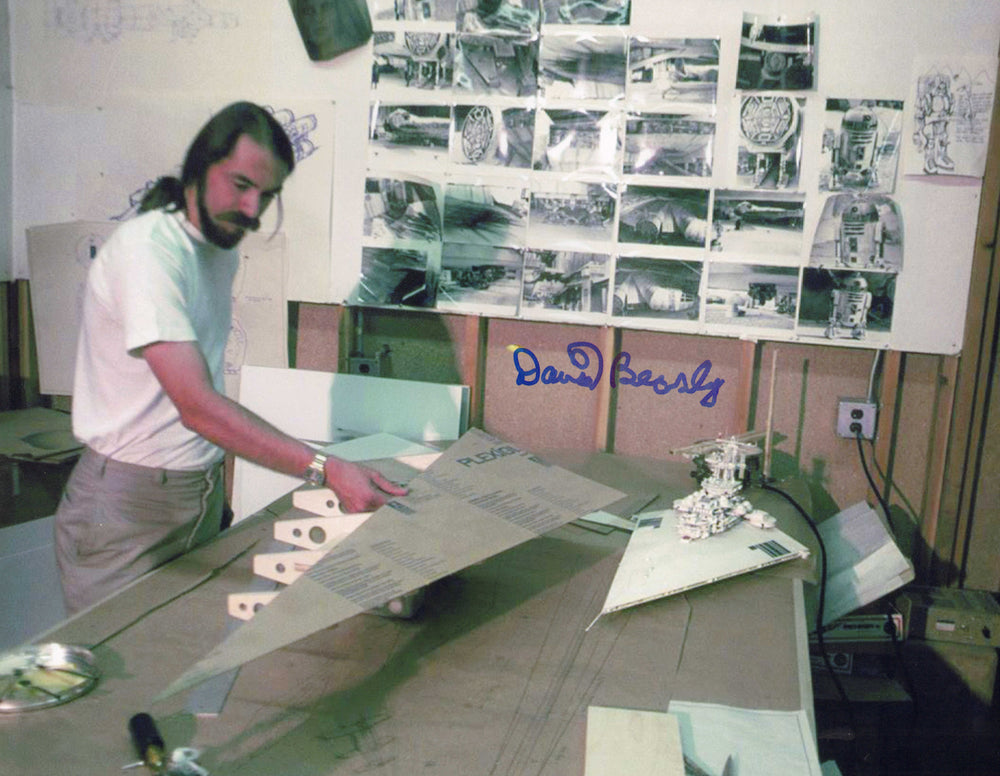 David Beasley with Star Destroyer Model Behind the Scenes of Star Wars Signed 11x14 Photo
