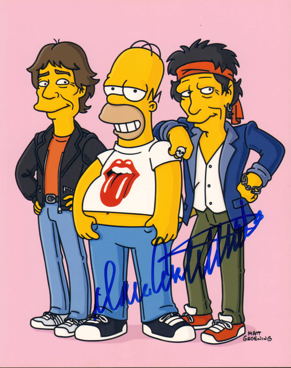 Dan Castellaneta as Homer Simpson with the Rolling Stones in The Simpsons (Beckett) Signed 8x10 Photo