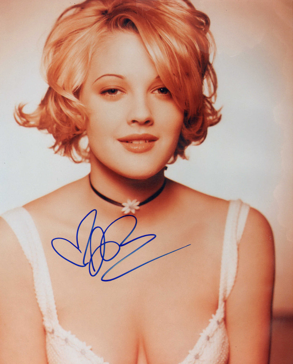 Drew Barrymore from Charlie's Angels, E.T. the Extra-Terrestrial, & Scream Sexy Signed 8x10 Photo