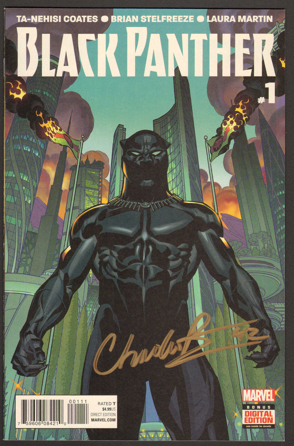 Black Panther #1 - Signed by Chadwick Boseman as Black Panther (NM) 2016