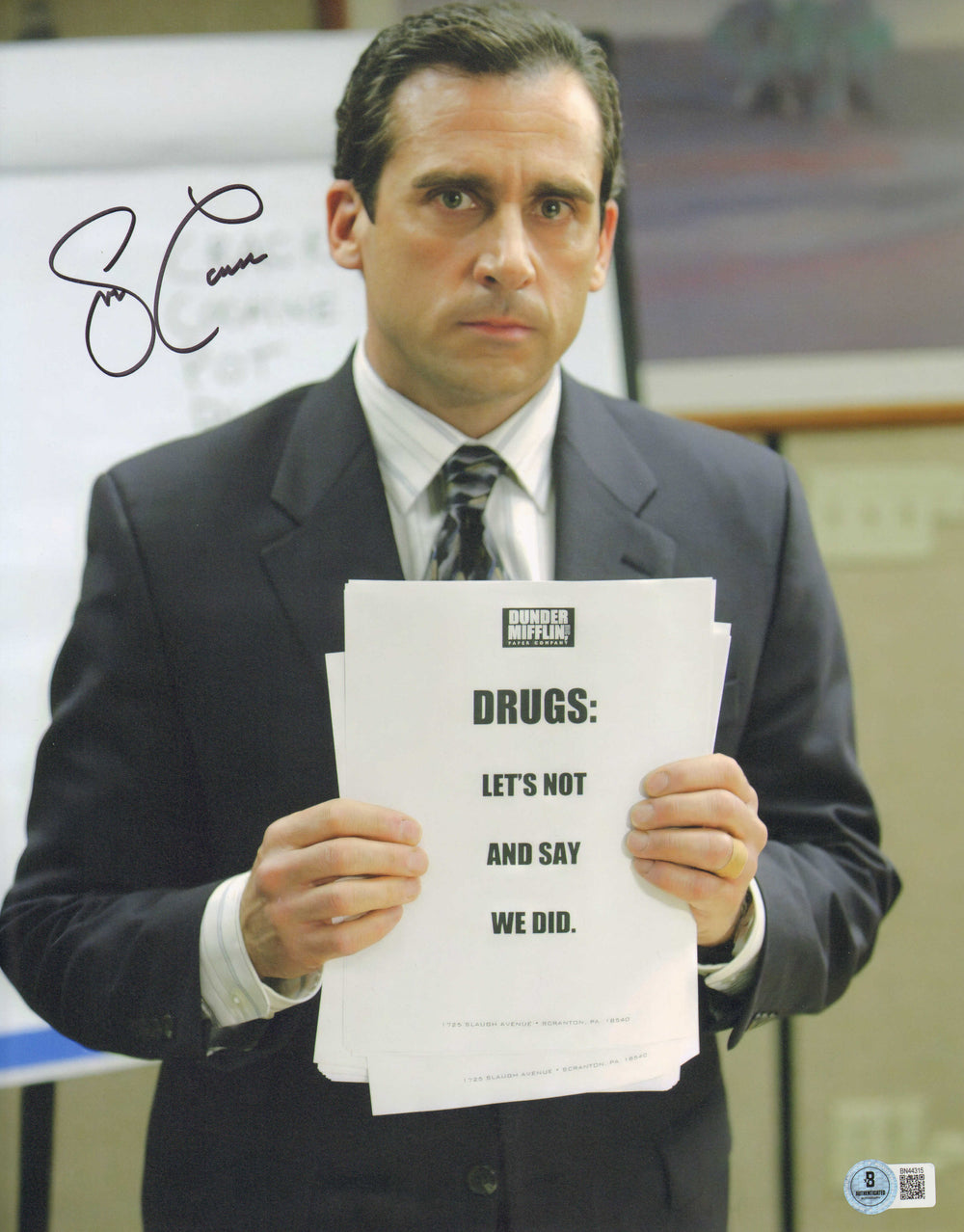 Steve Carell as Michael Scott in The Office (Beckett) Signed 11x14 Photo