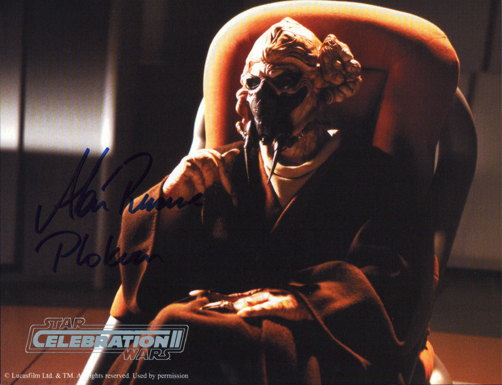 Alan Ruscoe as Plo Koon in Star Wars Episode I: The Phantom Menace (Official Pix Celebration II) Signed 8x10 Photo with Character Name