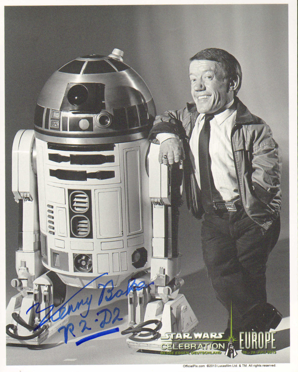 Kenny Baker as R2-D2 in Star Wars (Official Pix Celebration) Signed 8x –  SWAU Auction, image size:1000x1250