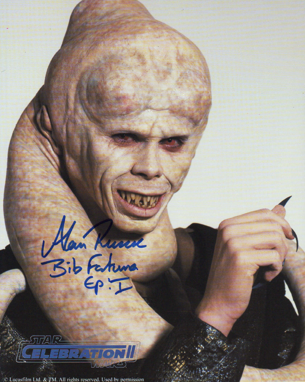 Alan Ruscoe as Bib Fortuna in Star Wars Episode I: The Phantom Menace (Official Pix Celebration II) Signed 8x10 Photo with Character Name