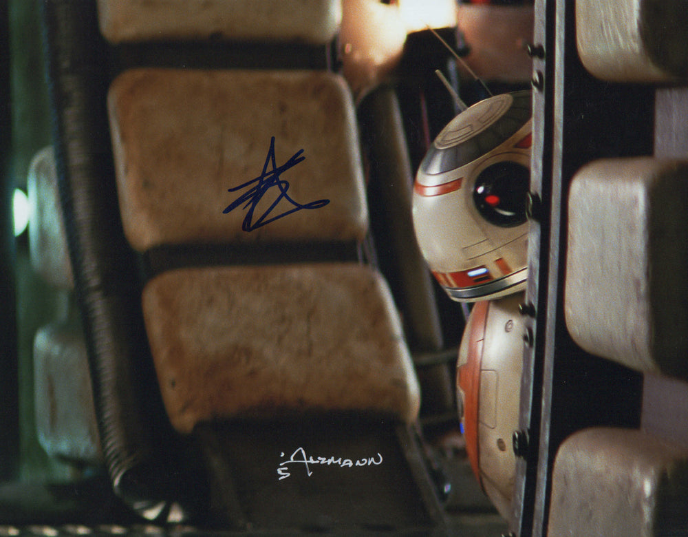Ben Schwartz & Christian Alzmann as BB-8 in Star Wars: The Force Awakens Signed 11x14 Photo