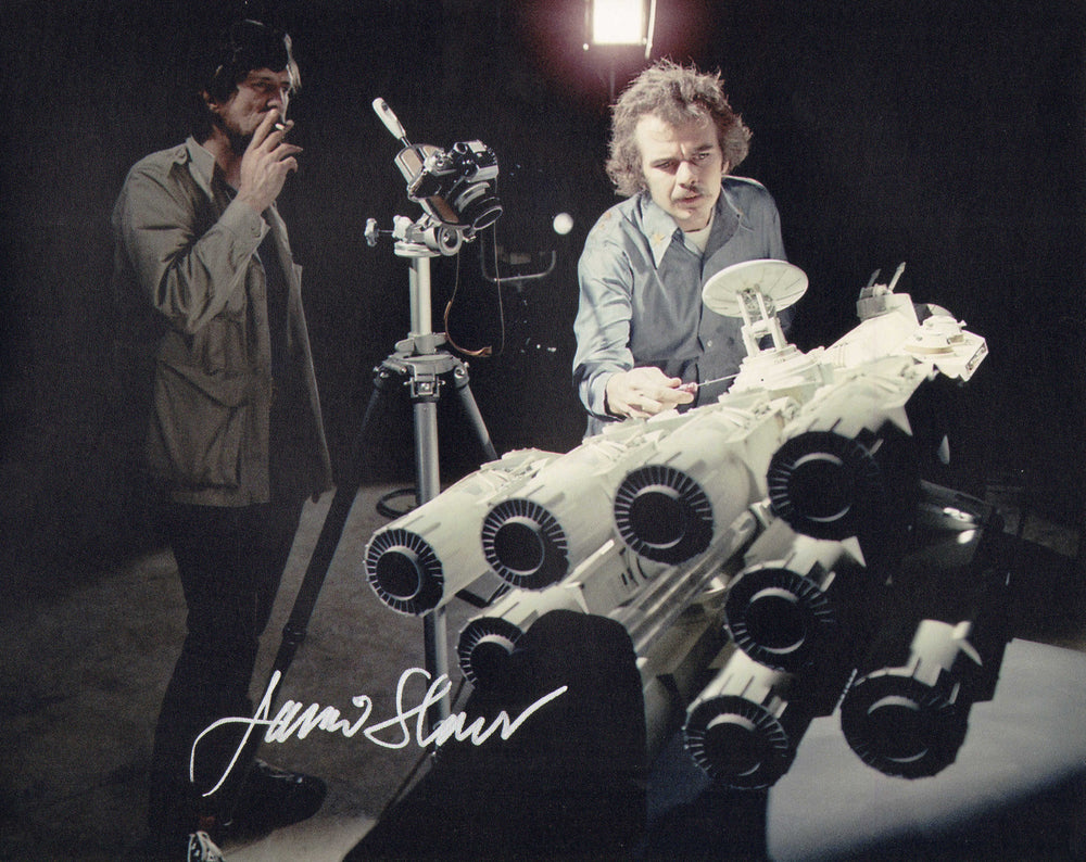 Jamie Shourt ILM Visual Effects Artist with Tantive IV Model Behind the Scenes of Star Wars: A New Hope Signed 8x10 Photo