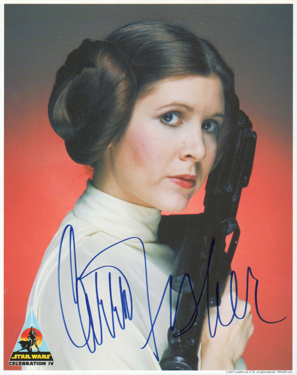 Carrie Fisher as Princess Leia in Star Wars: A New Hope (Official Pix Celebration IV) Signed 8x10 Photo