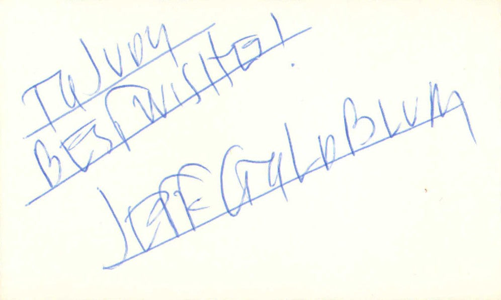 Jeff Goldblum from Jurassic Park, Independence Day, The Fly, & Thor: Ragnarok Signed 3x5 Index Card