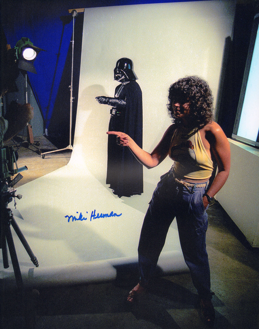 Miki Herman with Darth Vader Behind the Scenes of Star Wars Signed 11x14 Photo