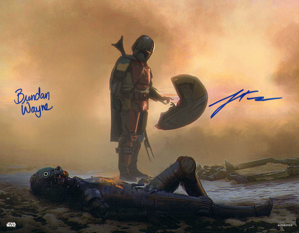 Brendan Wayne & Lateef Crowder as the Mandalorian in Star Wars: The Mandalorian Signed 11x14 Photo