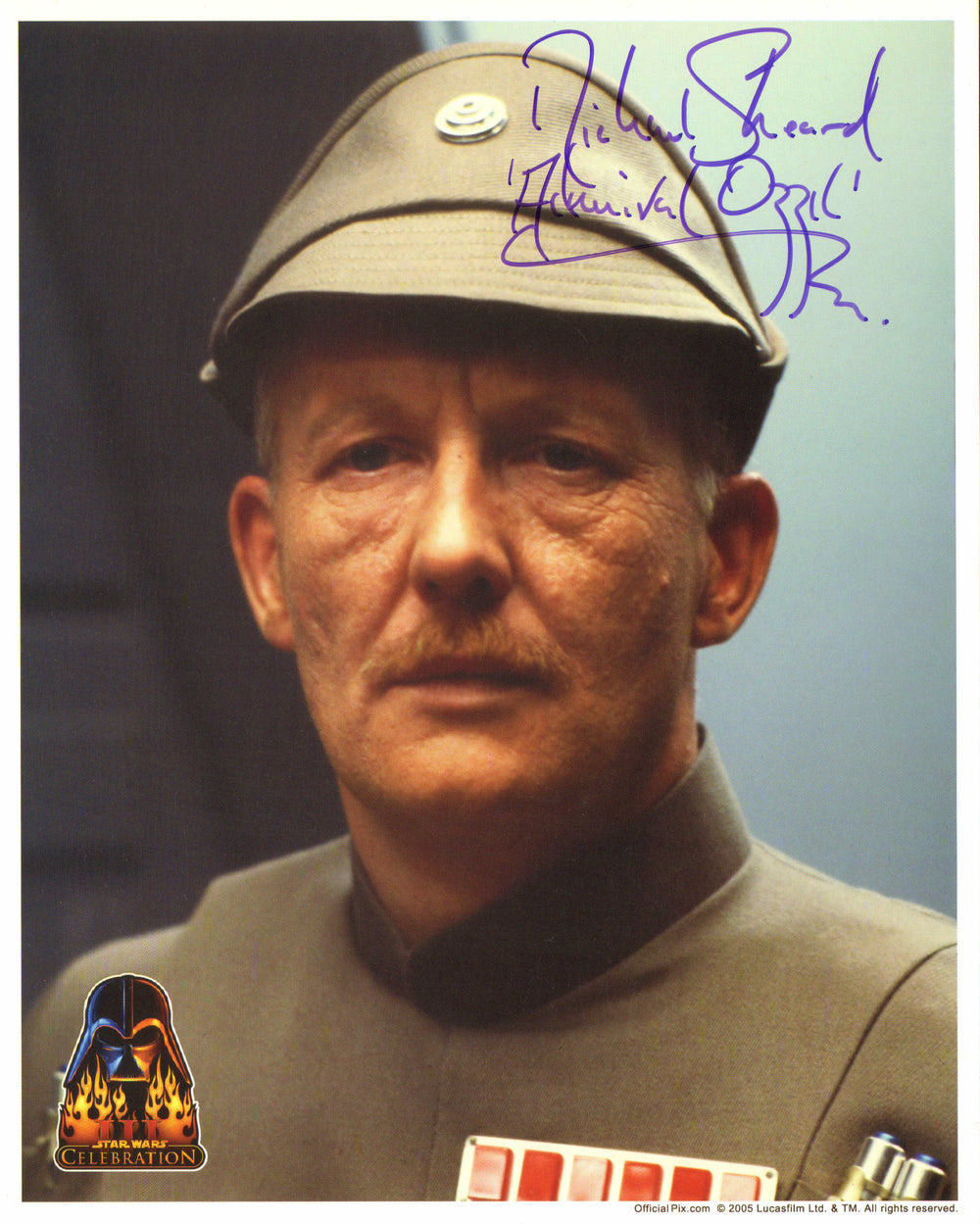 Michael Sheard as Admiral Ozzel in Star Wars: The Empire Strikes Back (Official Pix Celebration III) Signed 8x10 Photo with Character Name
