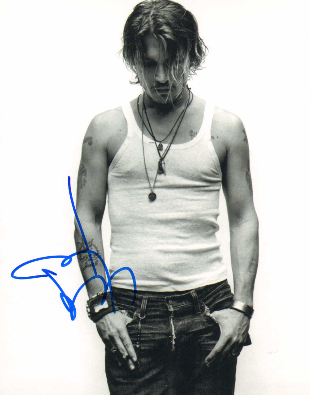 Johnny Depp from Pirates of the Caribbean, A Nightmare on Elm Street, Donnie Brasco, Ed Wood, & Edward Scissorhands Signed 8x10 Photo