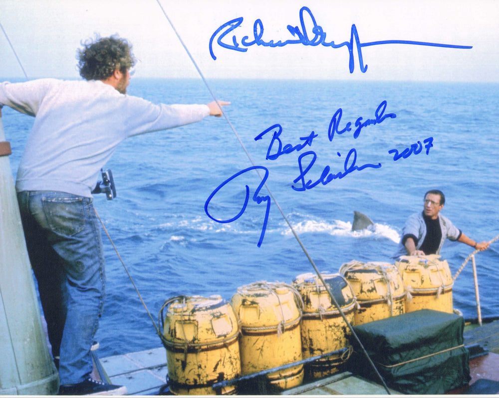 Roy Scheider as Martin Brody & Richard Dreyfuss as Matt Hooper in Jaws Signed 8x10 Photo