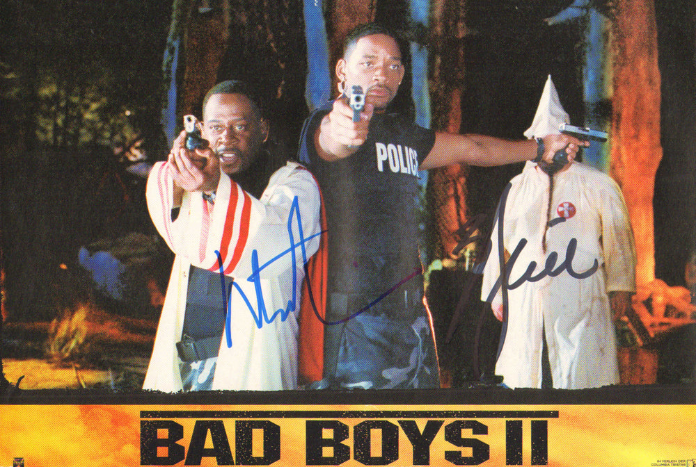 Will Smith as Mike Lowrey & Martin Lawrence as Marcus Burnett in Bad Boys II Signed 8x12 Photo