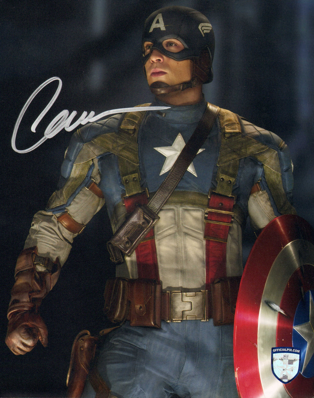 Chris Evans as Captain America in Captain America: The First Avenger (Official Pix) Signed 8x10 Photo