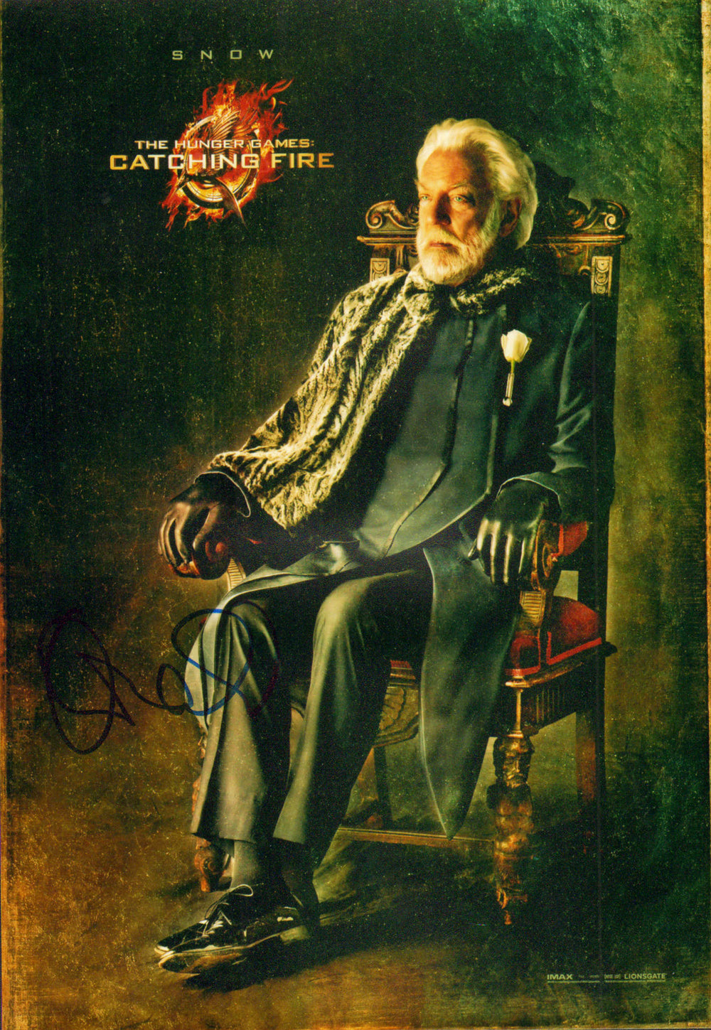 Donald Sutherland as President Coriolanus Snow in The Hunger Games: Catching Fire Signed 8x12 Photo