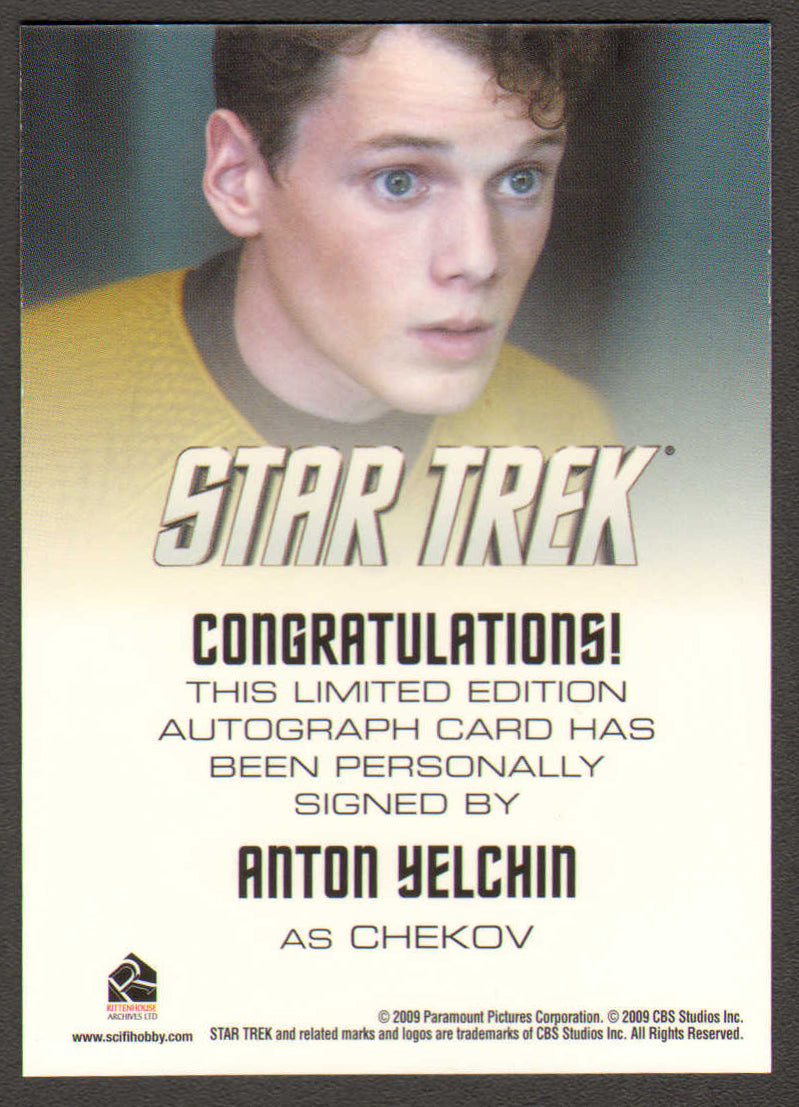 
                  
                    Star Trek [2009] Rittenhouse Trading Cards 131pc LOT with 15 Cards Signed by Chris Pine, Zachary Quinto, Simon Pegg, Zoe Saldaña, Karl Urban, John Cho, Eric Bana, Chris Hemsworth, J. J. Abrams, Roberto Orci, & Anton Yelchin
                  
                