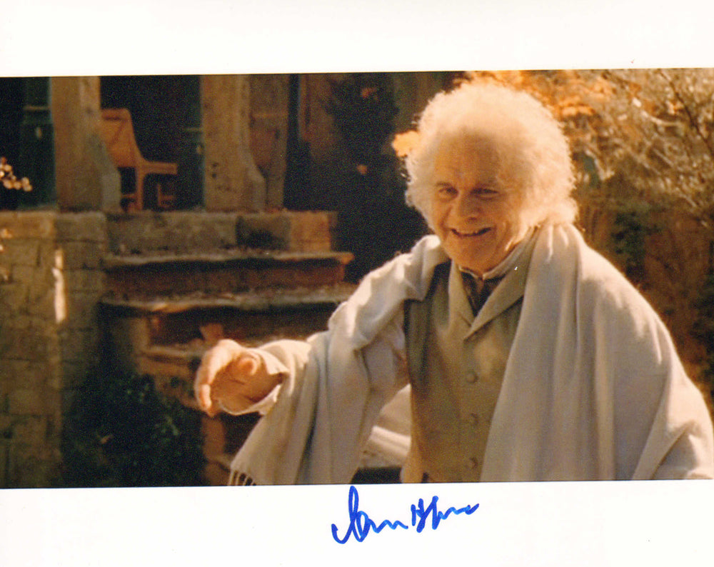 Ian Holm as Bilbo Baggins in The Lord of the Rings: The Return of the King Signed 8x10 Photo