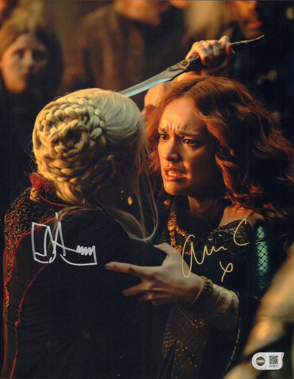 Olivia Cooke as Alicent Hightower & Emma D'Arcy as Rhaenyra Targaryen in HBO's House of the Dragon (SWAU) Signed 11x14 Photo