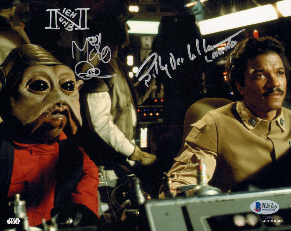 Billy Dee Williams as Lando & Mike Quinn as Nien Nunb in Star Wars: Return of the Jedi (Beckett) Signed 8x10 Photo with Character Names