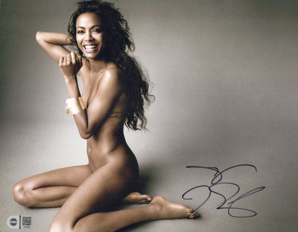 Zoe Saldaña from Guardians of the Galaxy, Star Trek, & Avatar Sexy Near Nude (SWAU) Signed 11x14 Photo