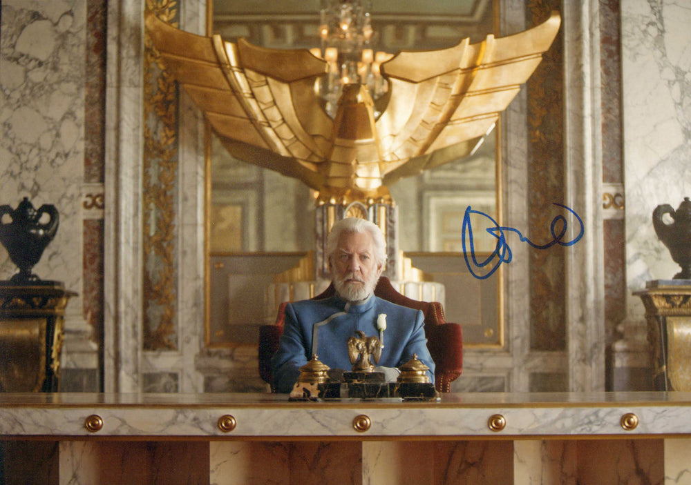 Donald Sutherland as President Coriolanus Snow in The Hunger Games: Mockingjay Signed 8x11.5 Photo