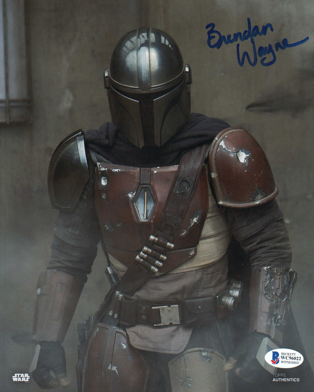 Brendan Wayne as the Mandalorian in Star Wars: The Mandalorian (Beckett) Signed 8x10 Photo