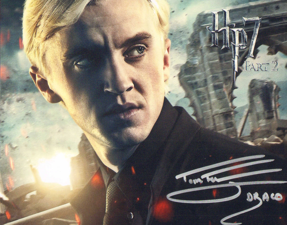 Tom Felton as Draco Malfoy in Harry Potter & the Deathly Hallows Part II Signed 8x10 Photo with Character Name