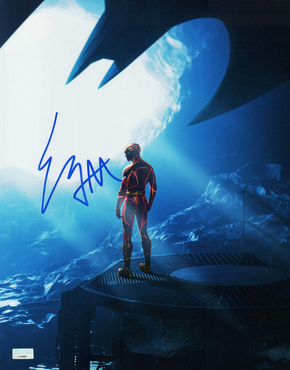 Ezra Miller as Barry Allen / The Flash in the Batcave The Flash (Celebrity Authentics) Signed 11x14 Photo