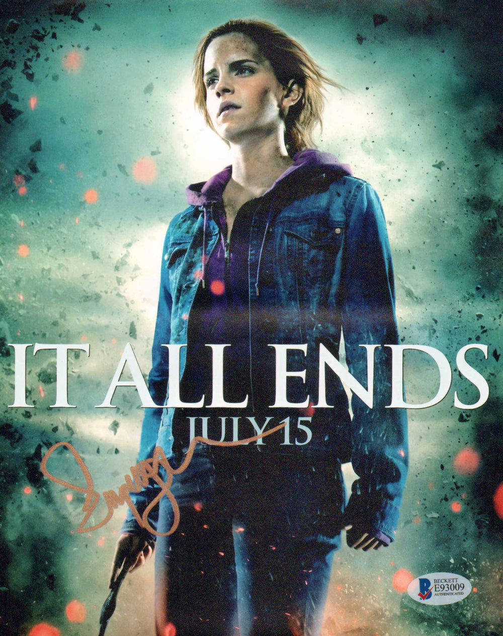 Emma Watson as Hermione Granger in Harry Potter & the Deathly Hallows Part II (Beckett) Signed 8x10 Photo