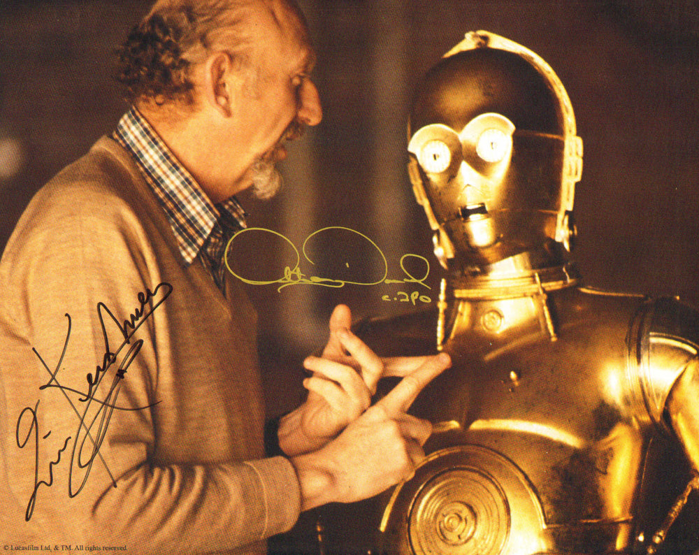 Anthony Daniels as C-3PO & Irvin Kershner Director of Star Wars: The Empire Strikes Back Signed 8x10 Photo with Character Name