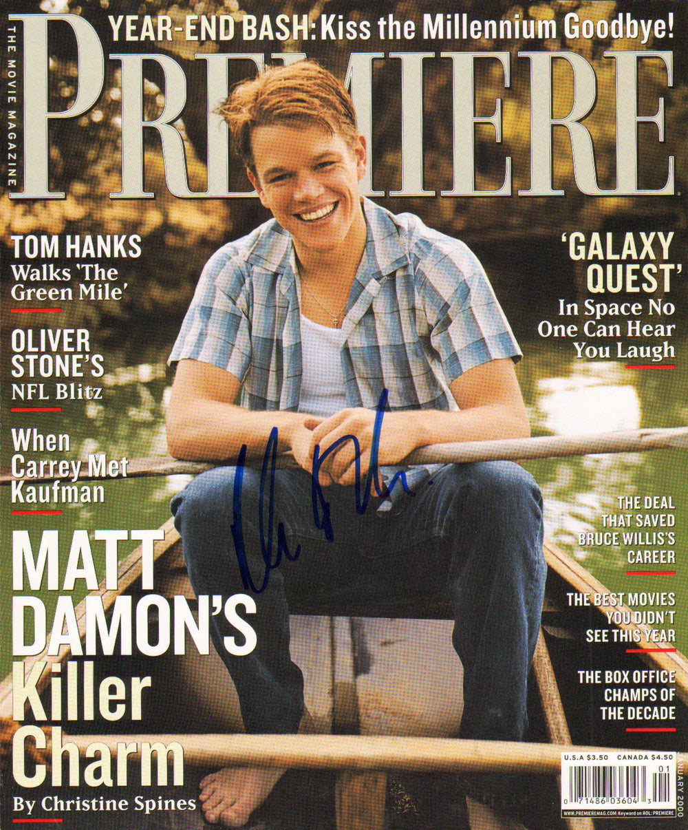 Matt Damon from Saving Private Ryan, Jason Bourne, & Good Will Hunting Signed 9x11 Magazine Cover