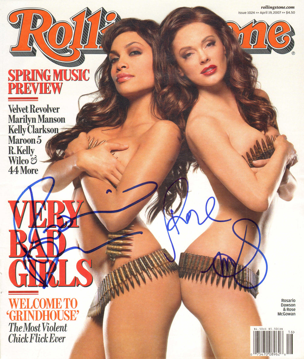 Rose McGowan & Rosario Dawson from Grindhouse: Death Proof/Planet Terror Sexy Nearly Nude Signed 10x12 Rolling Stone Magazine Cover