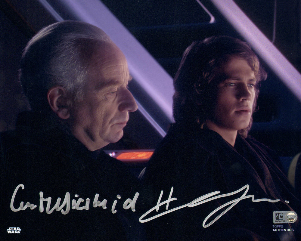 Ian McDiarmid as Supreme Chancellor Palpatine & Hayden Christensen as Anakin Skywalker in Star Wars Episode III: Revenge of the Sith (Topps Star Wars Authentics) Signed 8x10 Photo