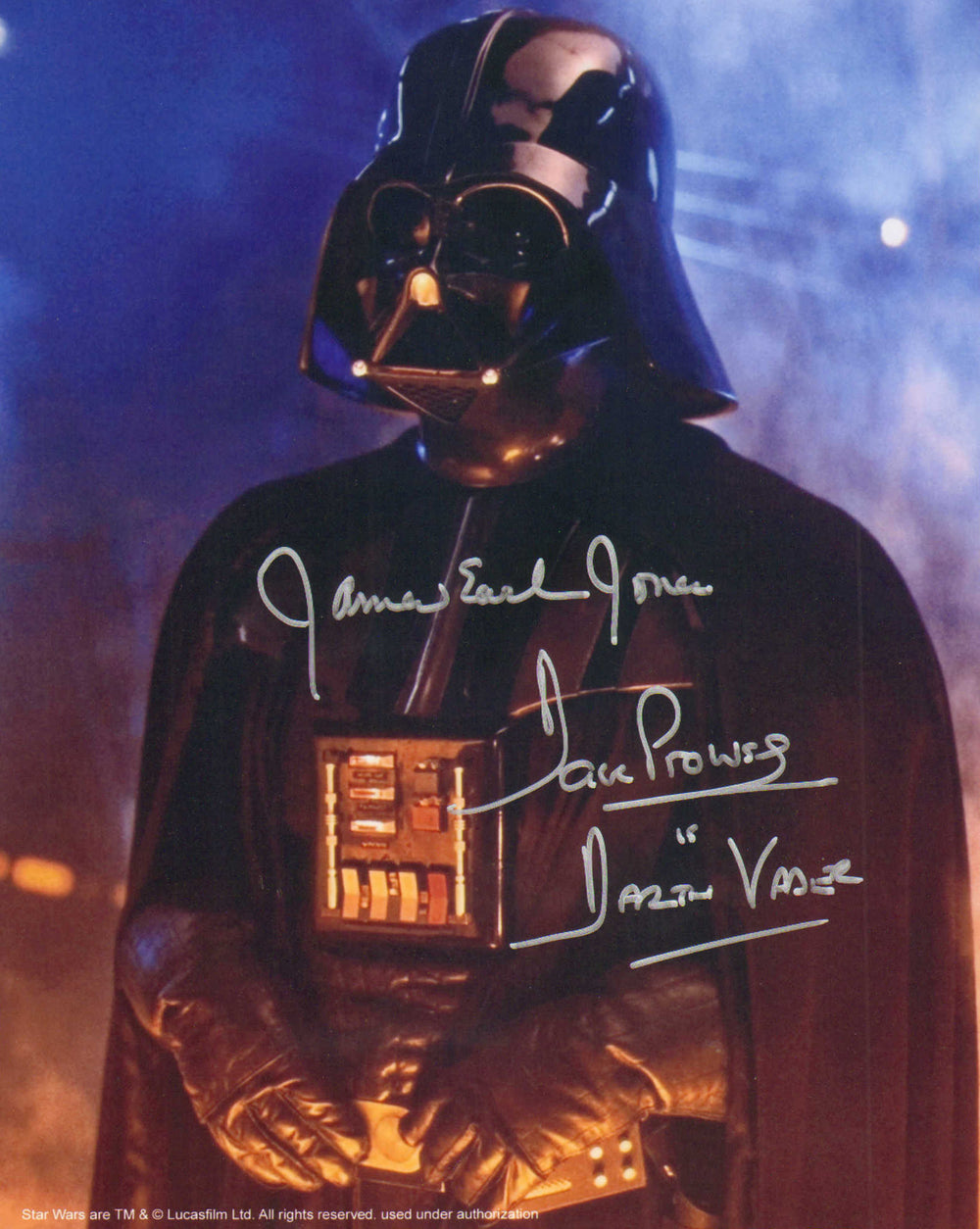 James Earl Jones & Dave Prowse as Darth Vader in Star Wars: The Empire Strikes Back Signed 8x10 Photo with Character Name