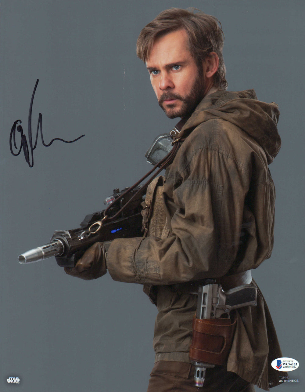 Dominic Monaghan as Beaumont Kin in Star Wars: The Rise of Skywalker (Beckett Witnessed) Signed 11x14 Photo