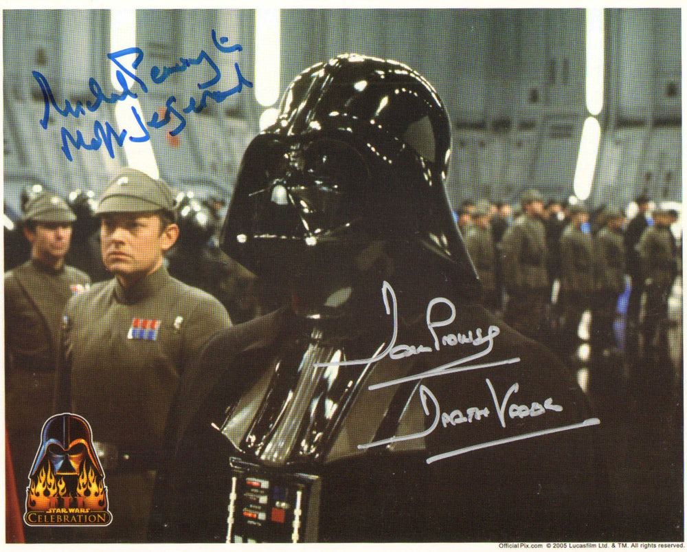 Dave Prowse as Darth Vader & Michael Pennington as Moff Jerjerrod in Star Wars: Return of the Jedi (Official Pix Celebration III) Signed 8x10 Photo with Character Names