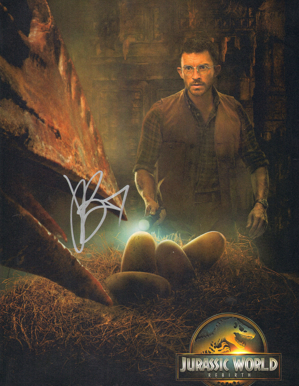 Jonathan Bailey as Dr. Henry Loomis in Jurassic World Rebirth Signed 11x14 Photo