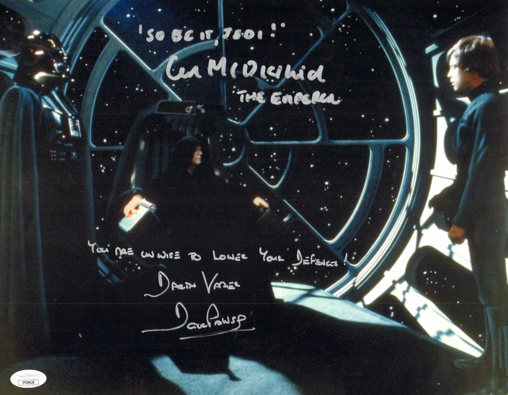 Dave Prowse as Darth Vader & Ian McDiarmid as Emperor Palpatine in Star Wars: Return of the Jedi (JSA) Signed 8x10 Photo with Character Names & Quotes