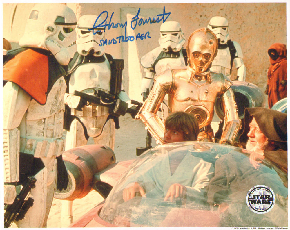 Anthony Forrest as Sandtrooper in Star Wars: A New Hope (Official Pix) Signed 8x10 Photo with Character Name