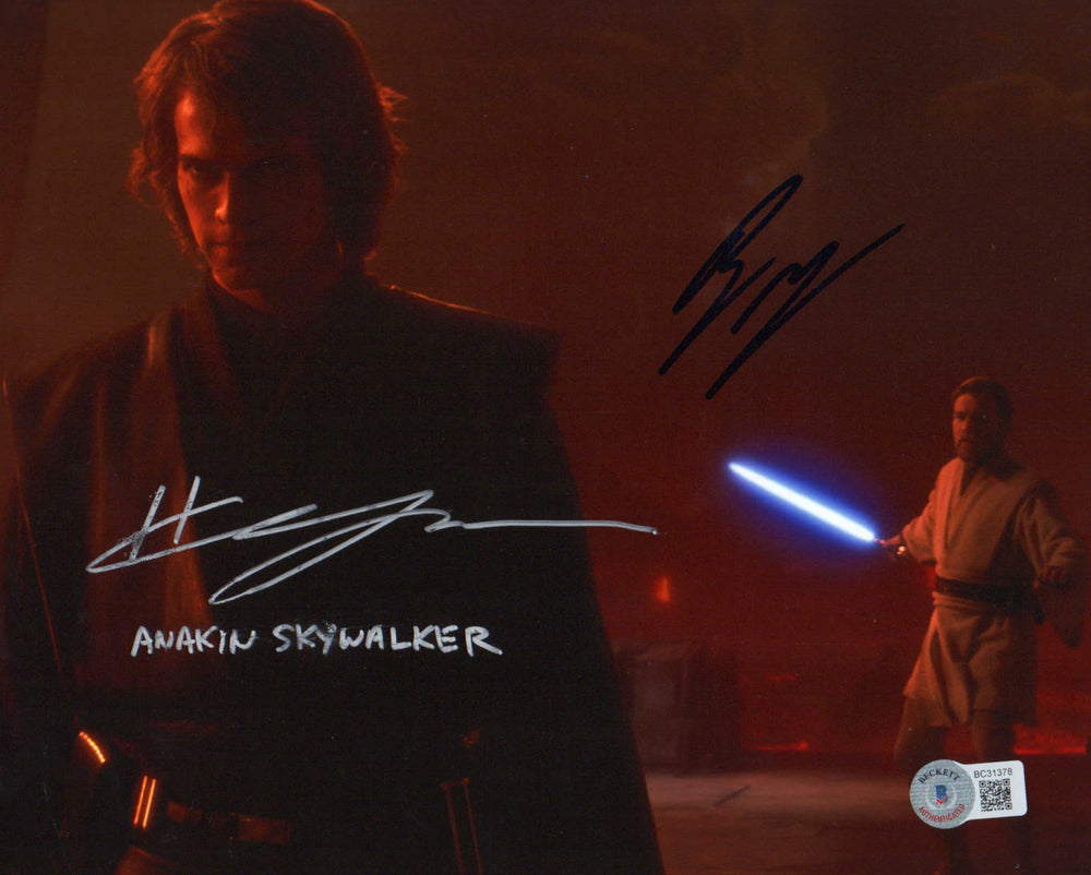 Ewan McGregor as Obi-Wan Kenobi and Hayden Christensen as Anakin Skywalker in Star Wars Episode III: Revenge of the Sith (Beckett) Signed 8x10 Photo with Character Name